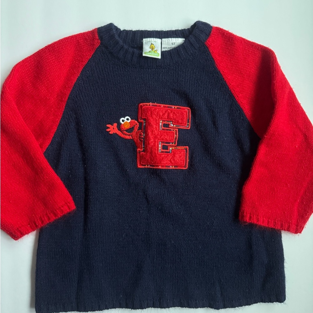 Sesame Street Red and Blue Sweater with Varsity E